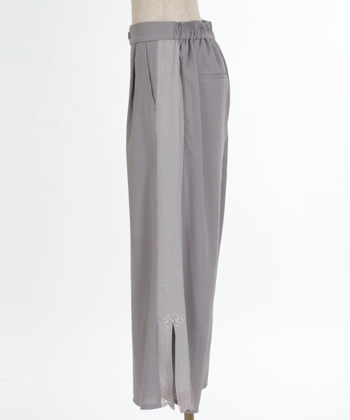 Faux Linen Chinese Button Color Scheme Pants