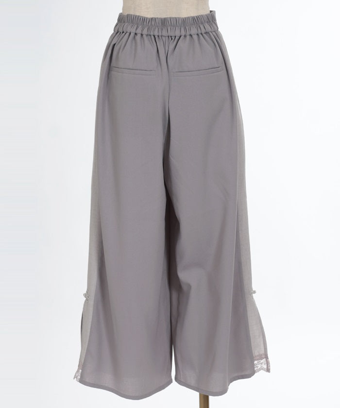 Faux Linen Chinese Button Color Scheme Pants