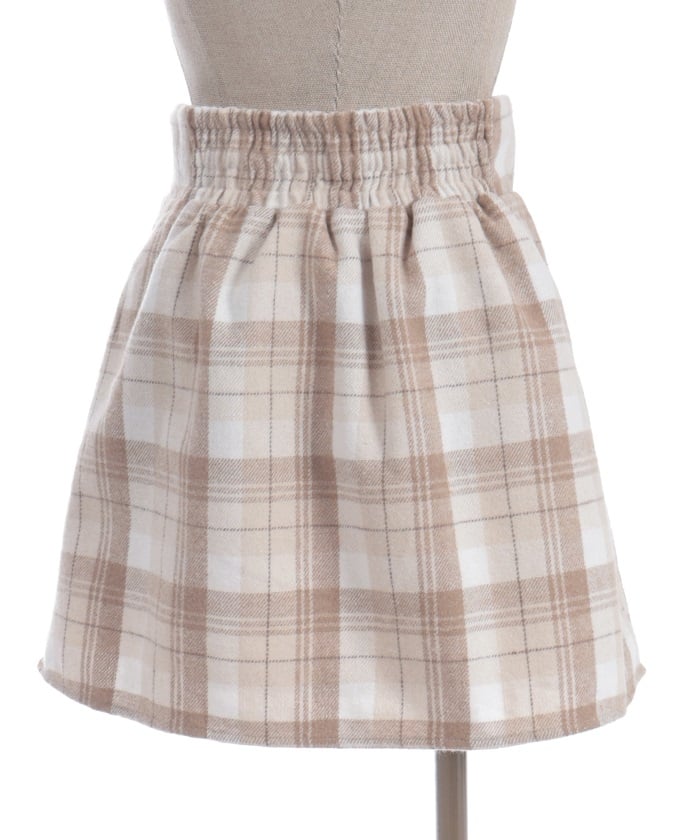 Double Ribbon Brushed Check Mini Skirt