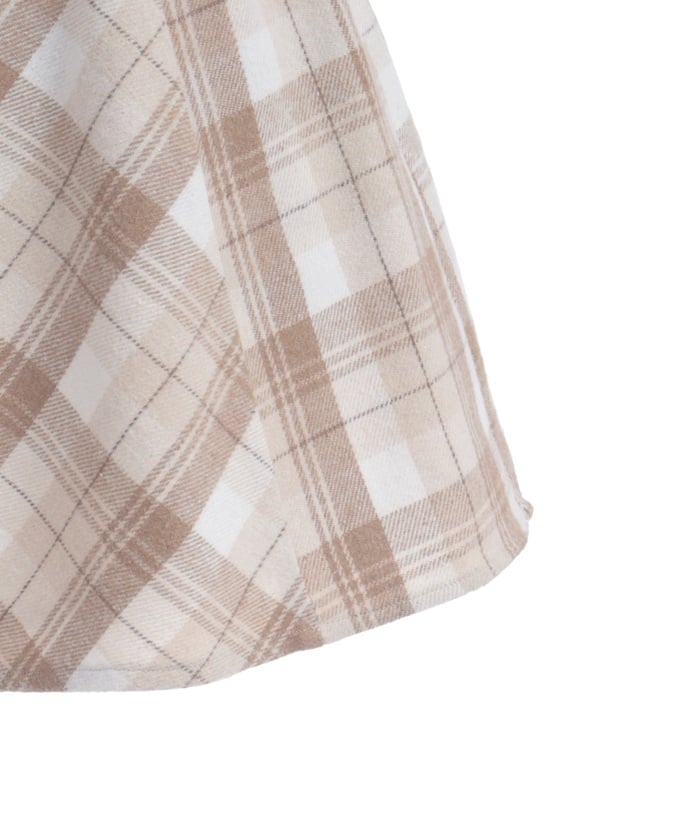 Double Ribbon Brushed Check Mini Skirt