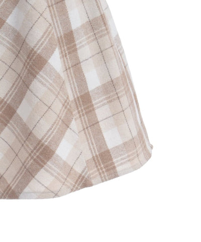 Double Ribbon Brushed Check Mini Skirt