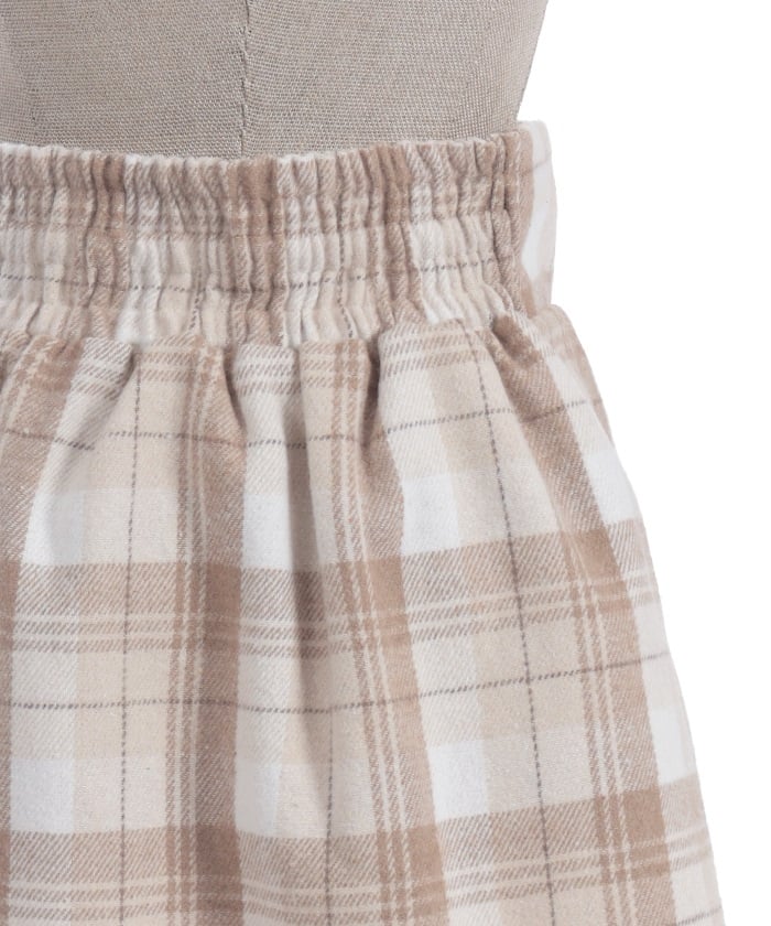 Double Ribbon Brushed Check Mini Skirt