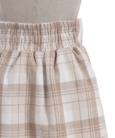 Double Ribbon Brushed Check Mini Skirt