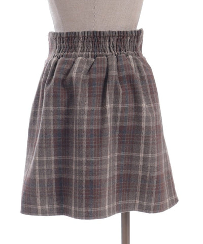 Double Ribbon Brushed Check Mini Skirt