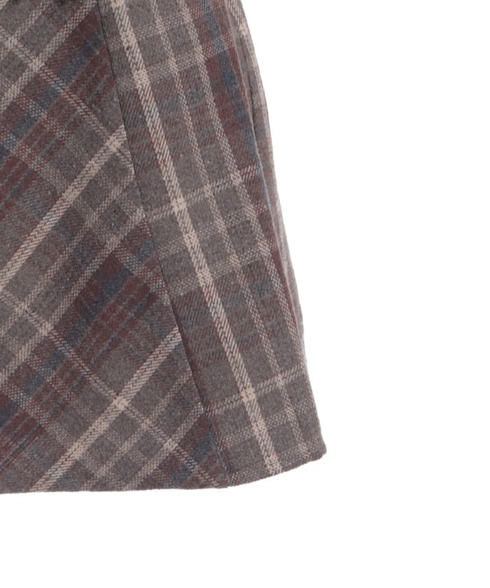 Double Ribbon Brushed Check Mini Skirt