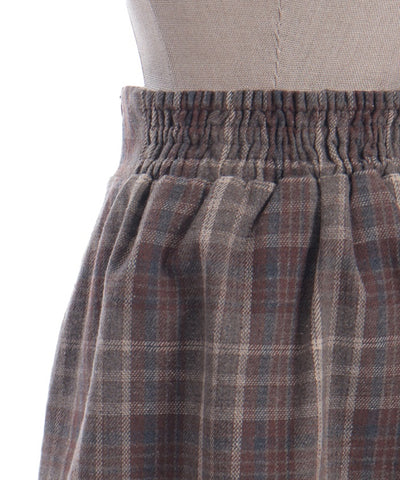 Double Ribbon Brushed Check Mini Skirt
