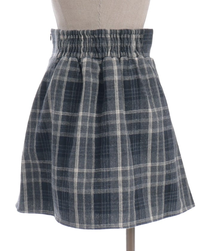 Double Ribbon Brushed Check Mini Skirt