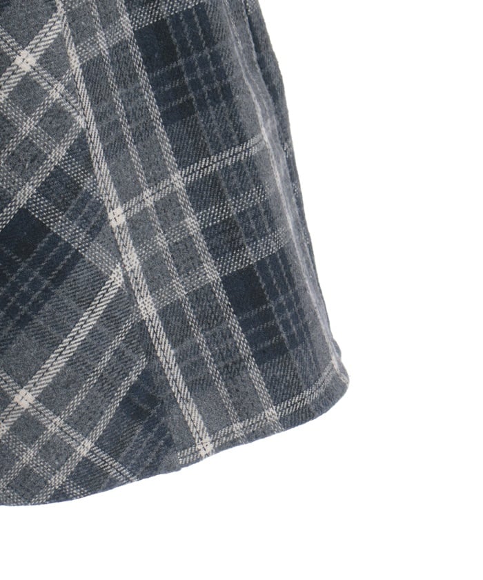 Double Ribbon Brushed Check Mini Skirt