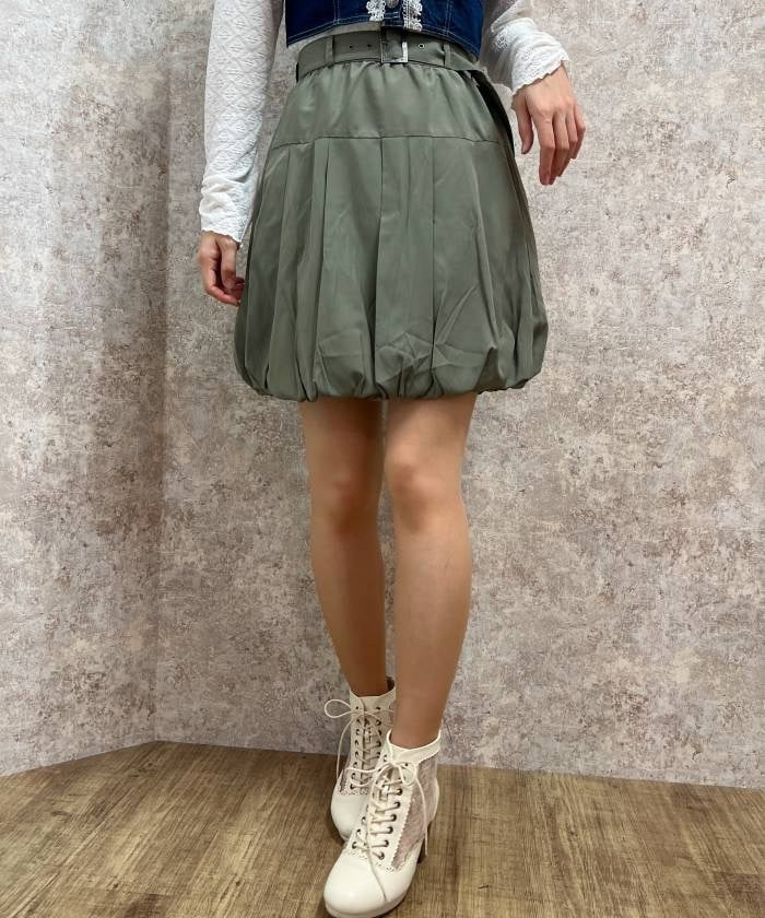 Balloon Mini Skirt with Belt