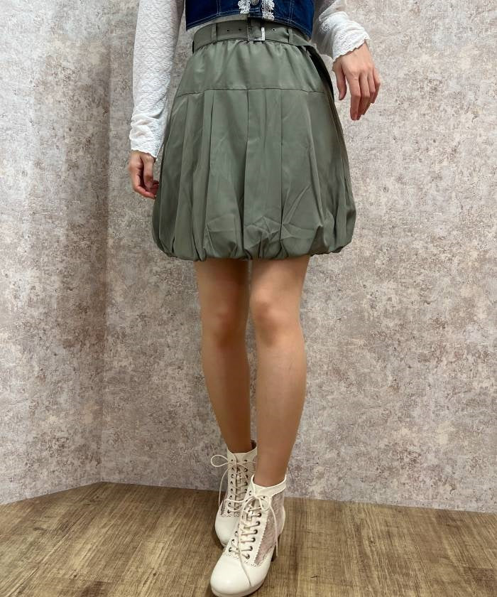 Balloon Mini Skirt with Belt