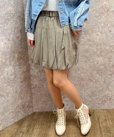 Balloon Mini Skirt with Belt