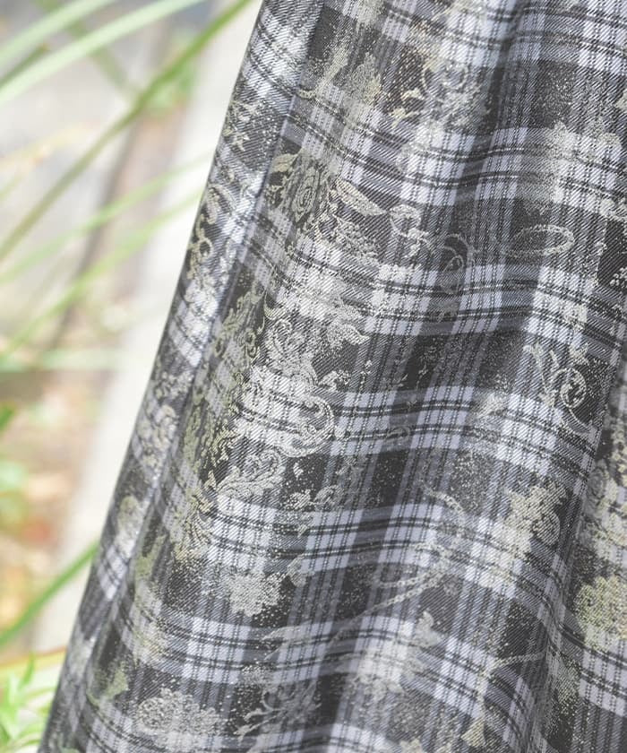 Metallic & Plaid Pattern Skirt