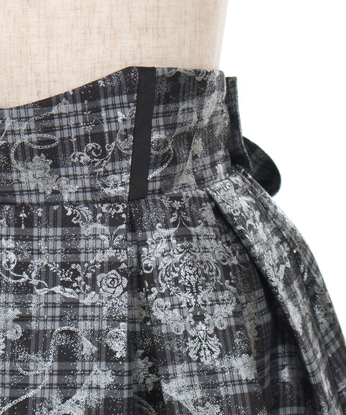 Metallic & Plaid Pattern Skirt