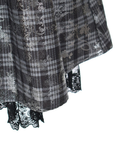 Metallic & Plaid Pattern Skirt