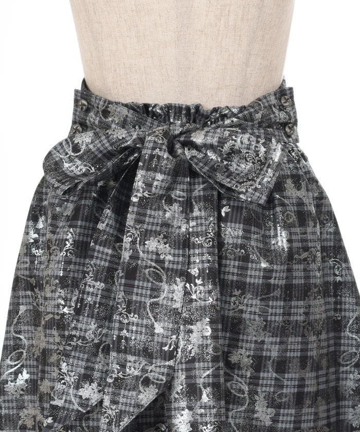 Metallic & Plaid Pattern Skirt