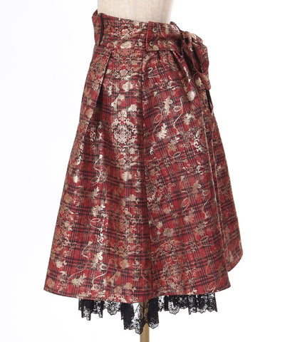 Metallic & Plaid Pattern Skirt