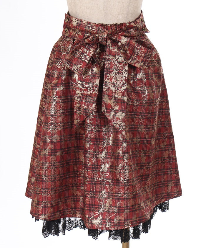 Metallic & Plaid Pattern Skirt