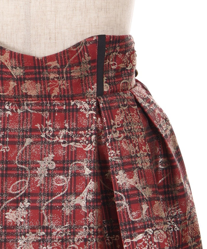 Metallic & Plaid Pattern Skirt