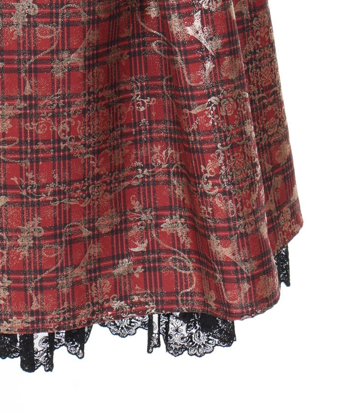 Metallic & Plaid Pattern Skirt