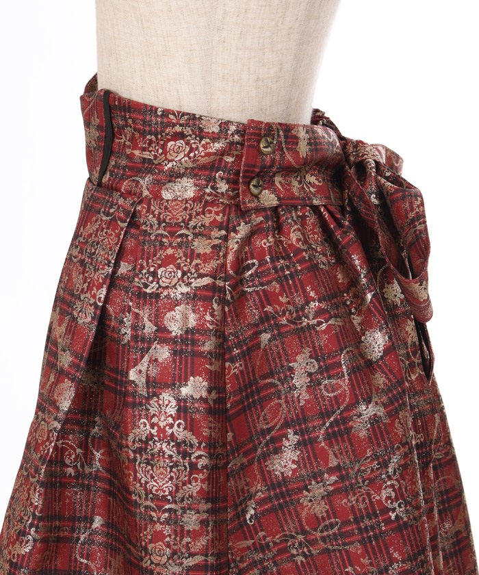 Metallic & Plaid Pattern Skirt