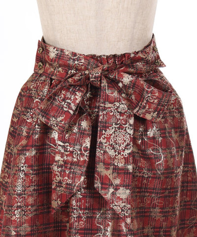 Metallic & Plaid Pattern Skirt