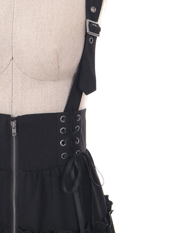 Tiered Midi Skirt with Suspenders