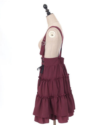 Tiered Midi Skirt with Suspenders