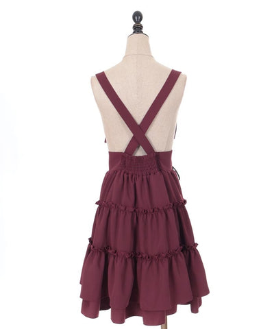 Tiered Midi Skirt with Suspenders