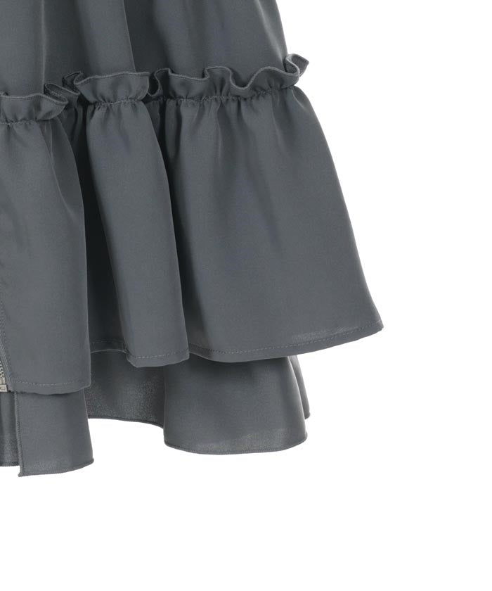 Tiered Midi Skirt with Suspenders