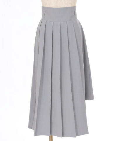 Slit Pleated Skirt with Belt