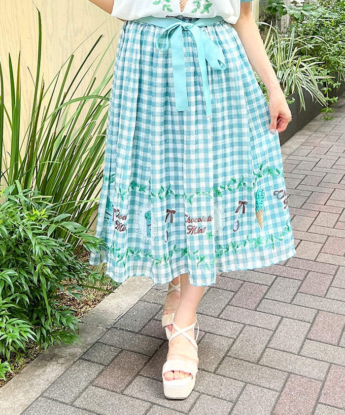 Chocolate Mint Print Skirt