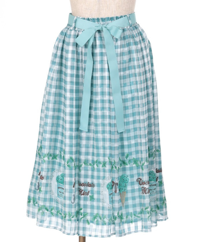 Chocolate Mint Print Skirt