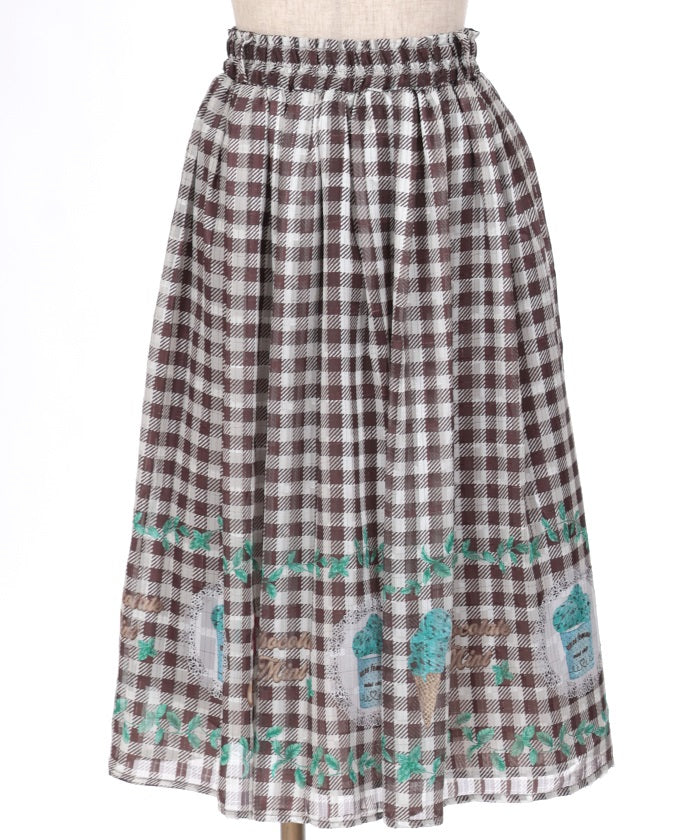 Chocolate Mint Print Skirt