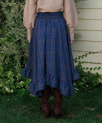 Tartan Plaid Irregular Hem Skirt