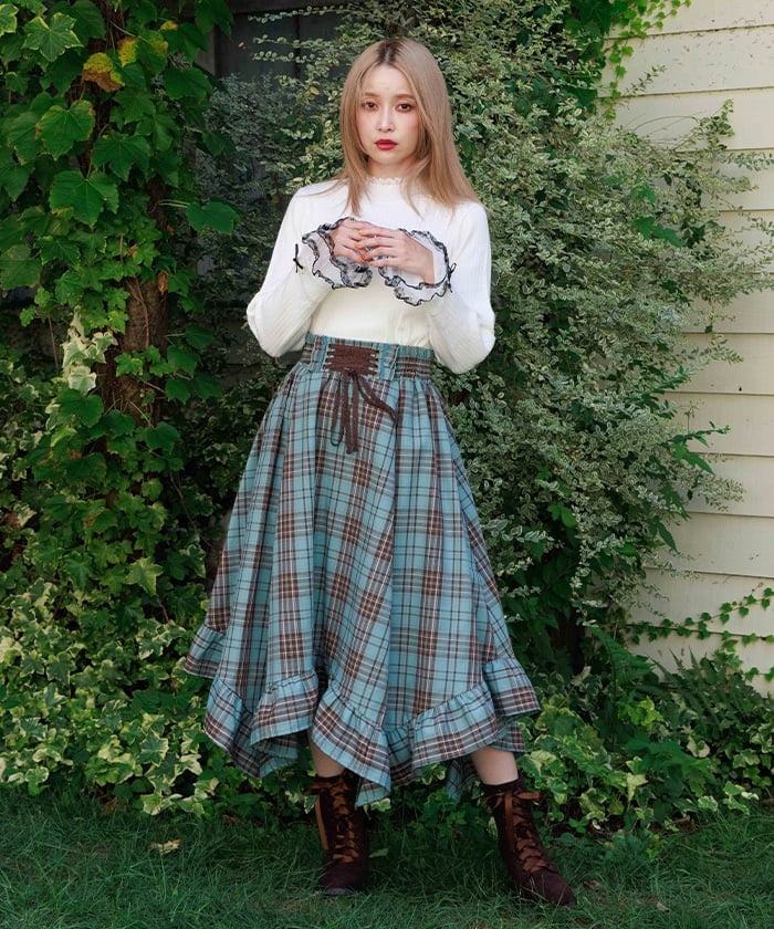 Tartan Plaid Irregular Hem Skirt