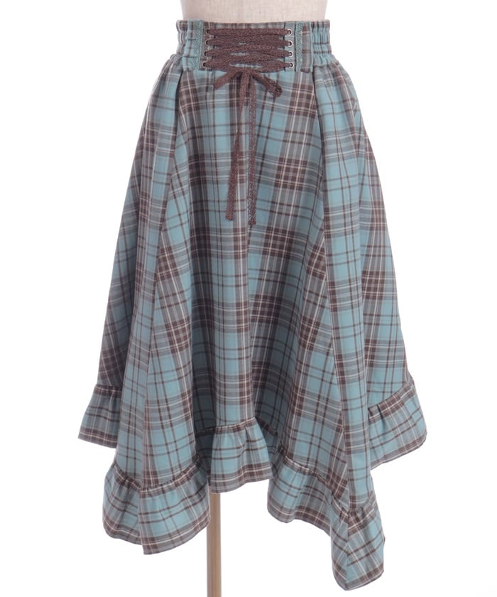 Tartan Plaid Irregular Hem Skirt