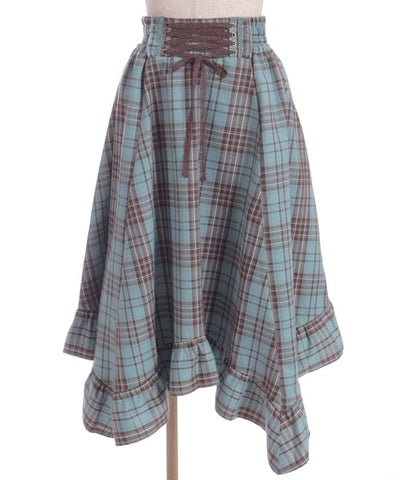 Tartan Plaid Irregular Hem Skirt