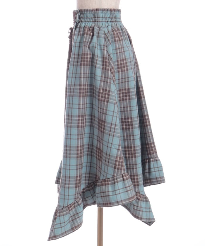 Tartan Plaid Irregular Hem Skirt