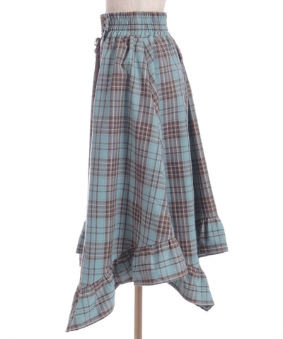 Tartan Plaid Irregular Hem Skirt