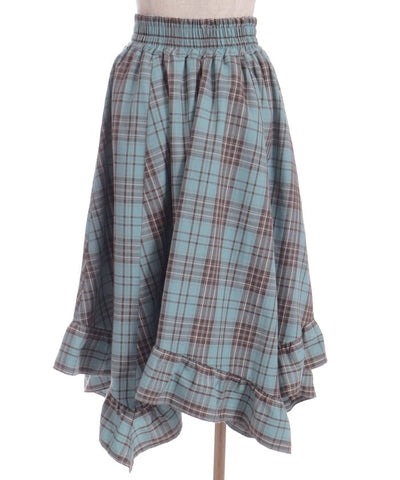 Tartan Plaid Irregular Hem Skirt