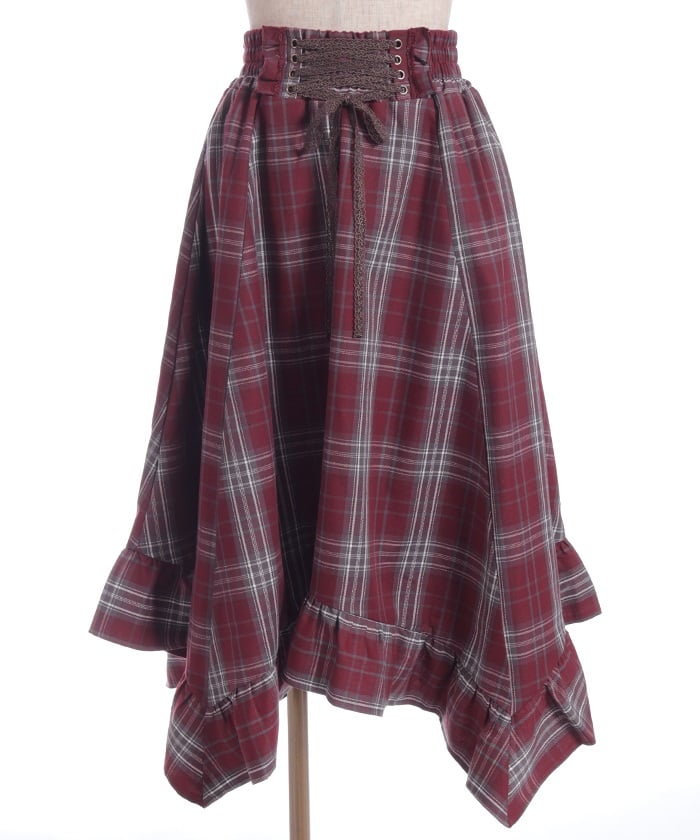 Tartan Plaid Irregular Hem Skirt