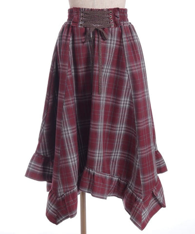Tartan Plaid Irregular Hem Skirt