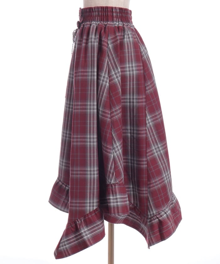 Tartan Plaid Irregular Hem Skirt
