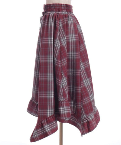 Tartan Plaid Irregular Hem Skirt