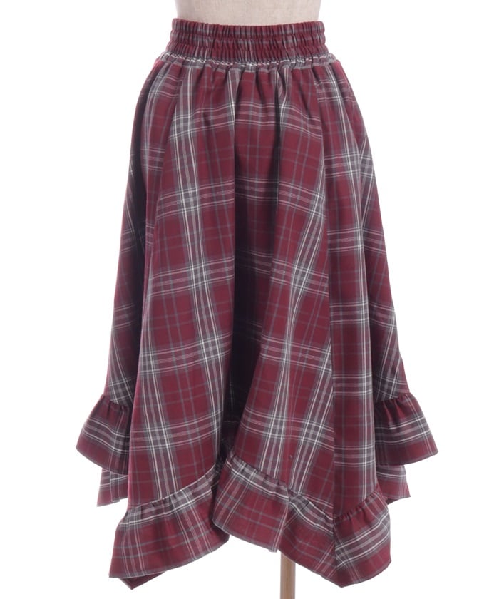 Tartan Plaid Irregular Hem Skirt