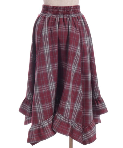 Tartan Plaid Irregular Hem Skirt