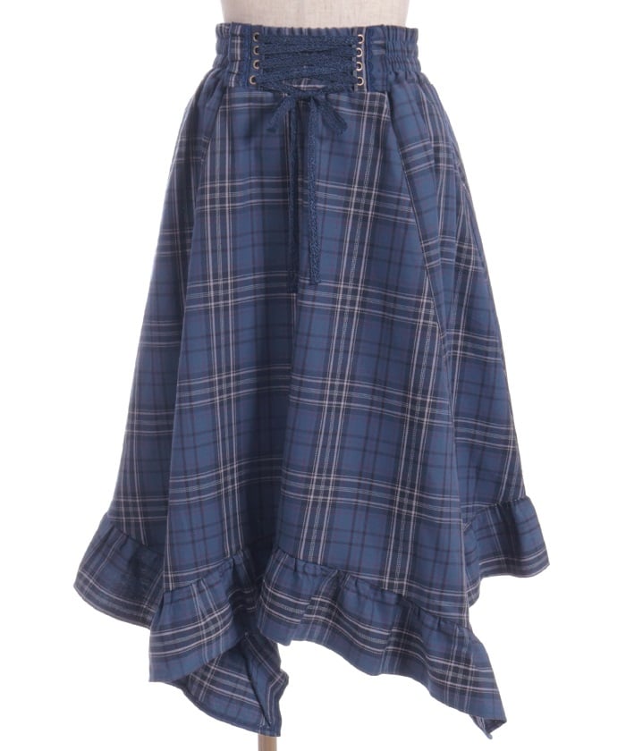 Tartan Plaid Irregular Hem Skirt