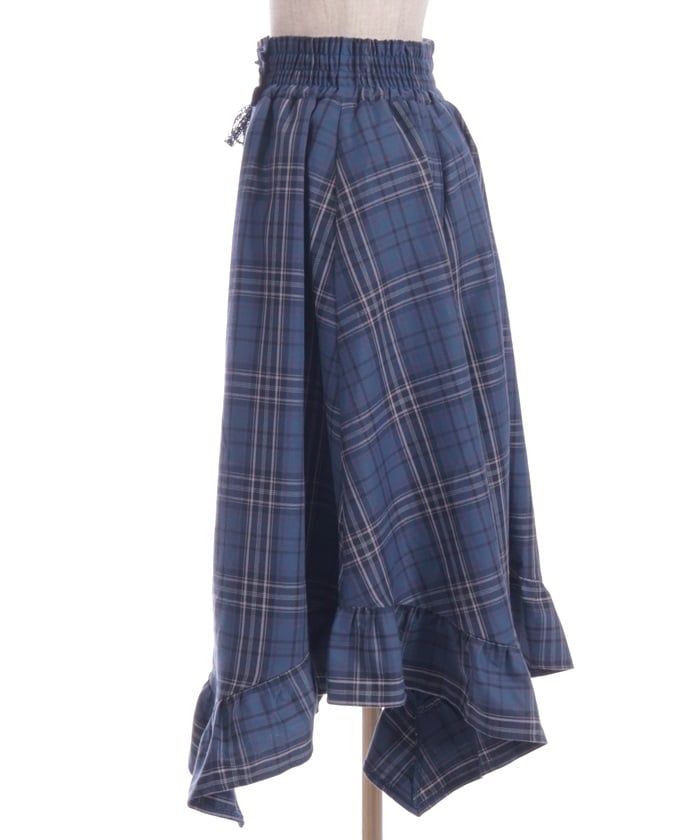 Tartan Plaid Irregular Hem Skirt