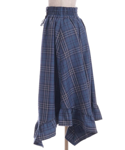 Tartan Plaid Irregular Hem Skirt
