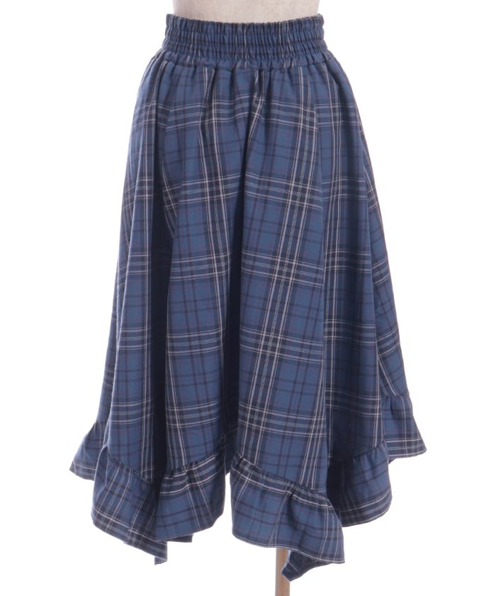 Tartan Plaid Irregular Hem Skirt